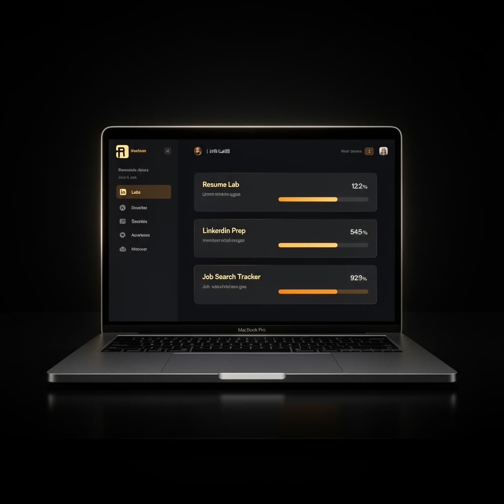 BlueprintHub.ai — PM career operating system dashboard on a laptop
